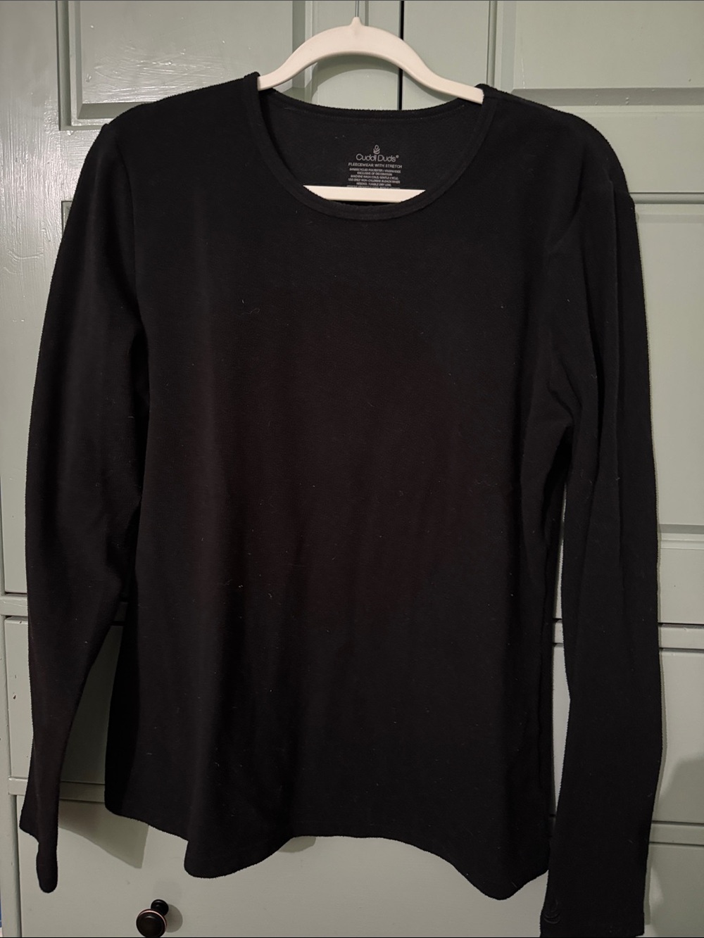 Cuddl Duds Black Long Sleeve Crew Neck Top